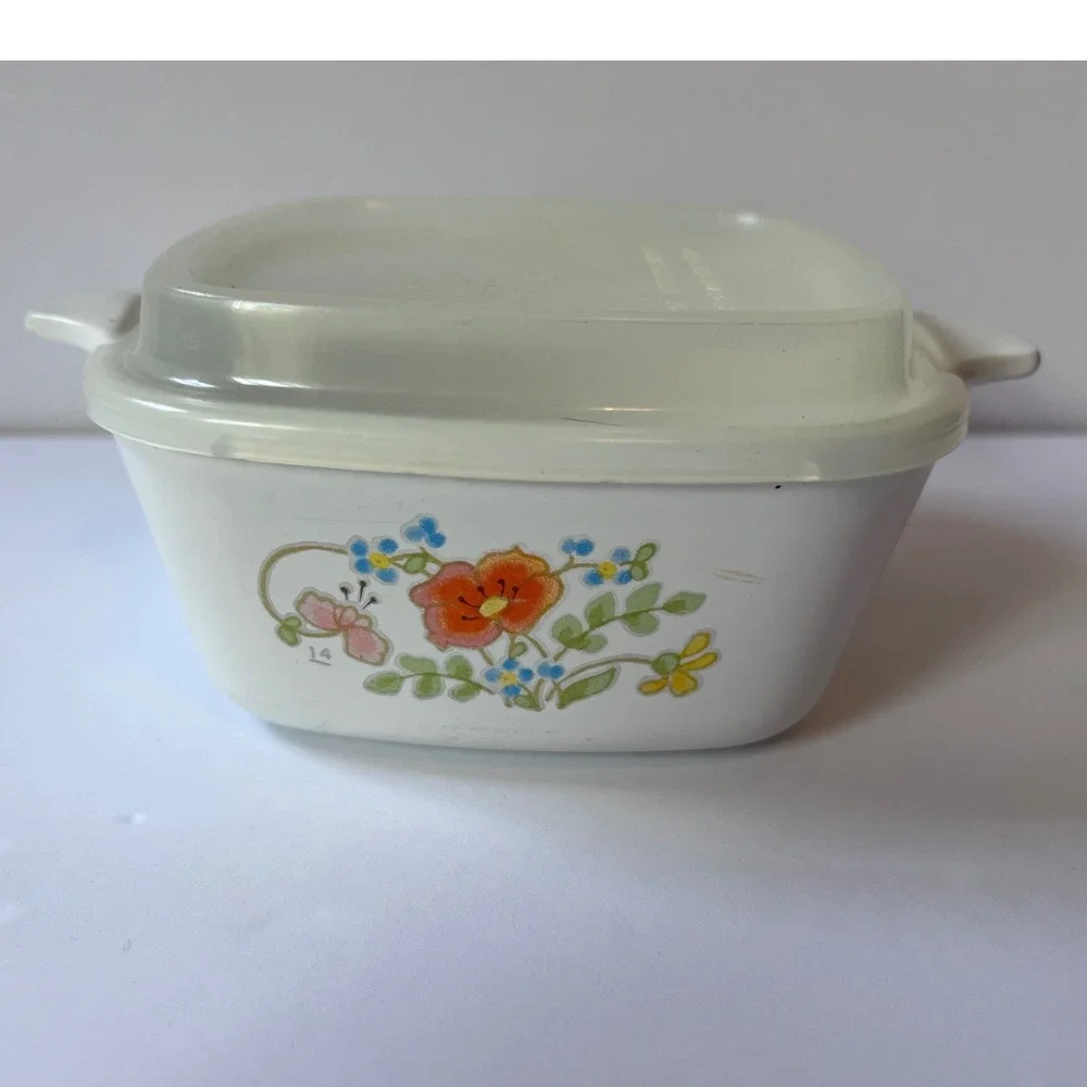 Vintage Corning Ware Wildflower P-43-B 2 3/4 Cup Petite Pan w/ Lid White Floral